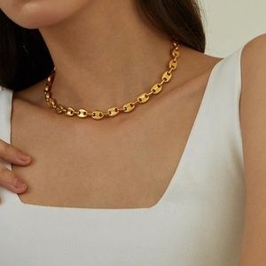 18K Gold Coffee Bean Chain Necklace*Waterproof and Sweatproof*DG